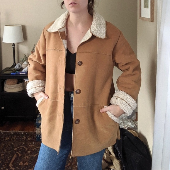 Vintage Jackets & Blazers - SOLD Vintage Avon Suede Shearling Sherpa Jacket